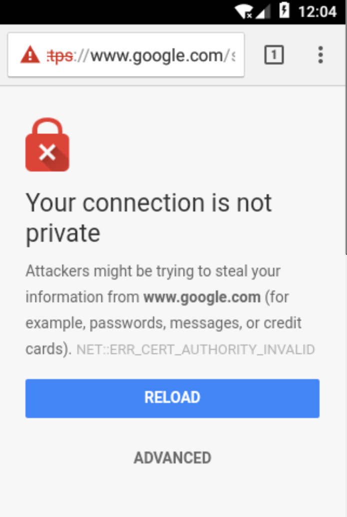 a screenshot shows chrome browser warning the user its connection is not private