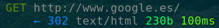 a screenshot shows a get request to http google, redirected to https